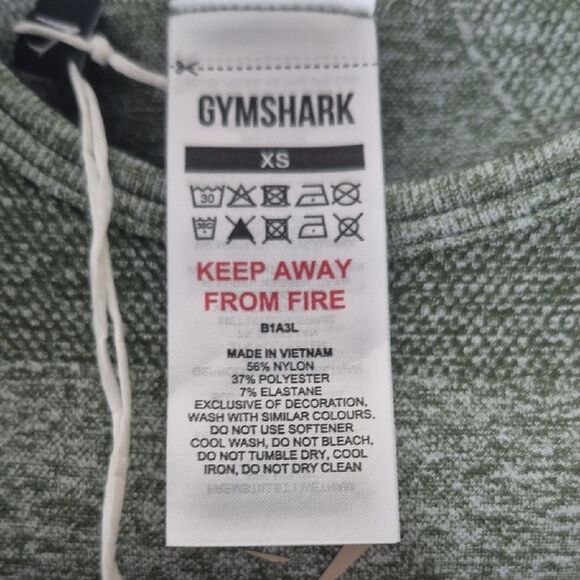 Gymshark Flex Long Sleeve Crop Top Green Ativewear Size XS Body Fit New - Picture 4 of 4